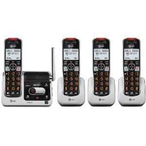 An image of AT&T BL102-4 DECT 6.0 4-Handset Cordless Phone for Home with Answering Machine, a cordless phone model with built-in speakerphone for efficient communication